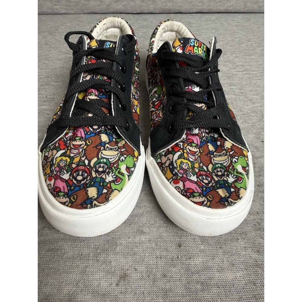 Super Mario Bros Sneakers Canvas Shoes Size 4 Boys Ground Up 2022 Multicolor Blk - Picture 2 of 10